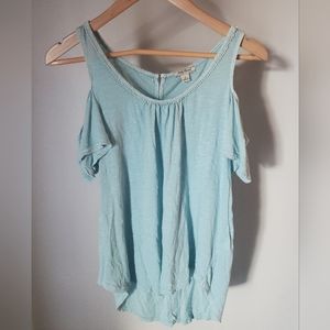 LUCKY BRAND Jade Cold Shoulder Button Detail Back Top - Small